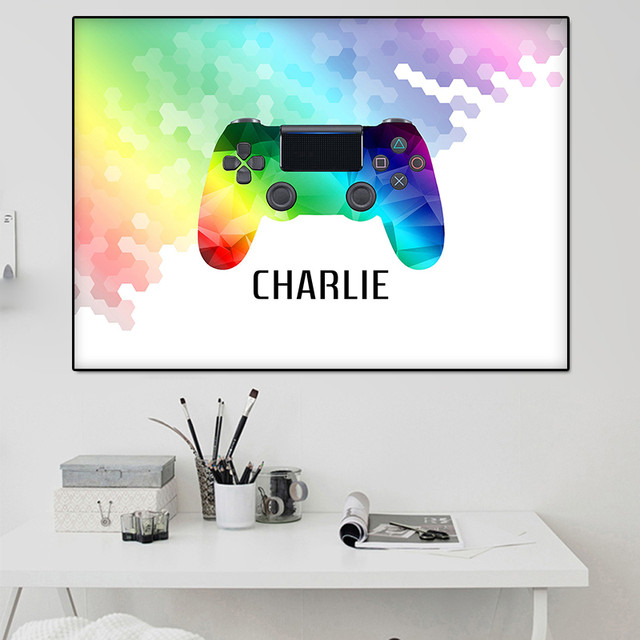 Sala de jogos decoração pintura colorida controlador playstation cartaz  graffiti gamepad parede arte impressão imagem sala menino decoração casa -  AliExpress